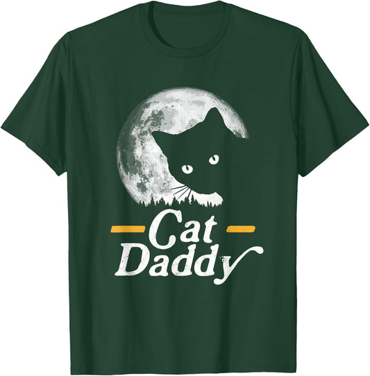Cat Daddy Vintage Eighties Style Cat Retro Full Moon T-Shirt - T-Shirt | Forest