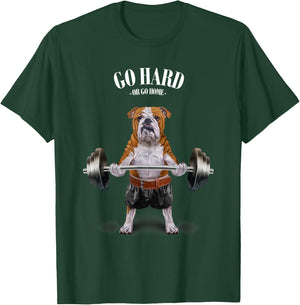 Bulldog Dog Weightlifting in Fitness Gym T-Shirt - T-Shirt | Forest