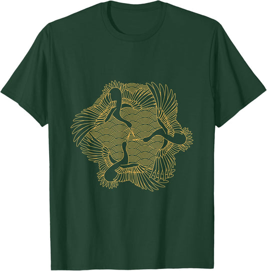 Common Crane Bird Cute Animal Nature Birdie Lover Origami T-Shirt - T-Shirt | Forest
