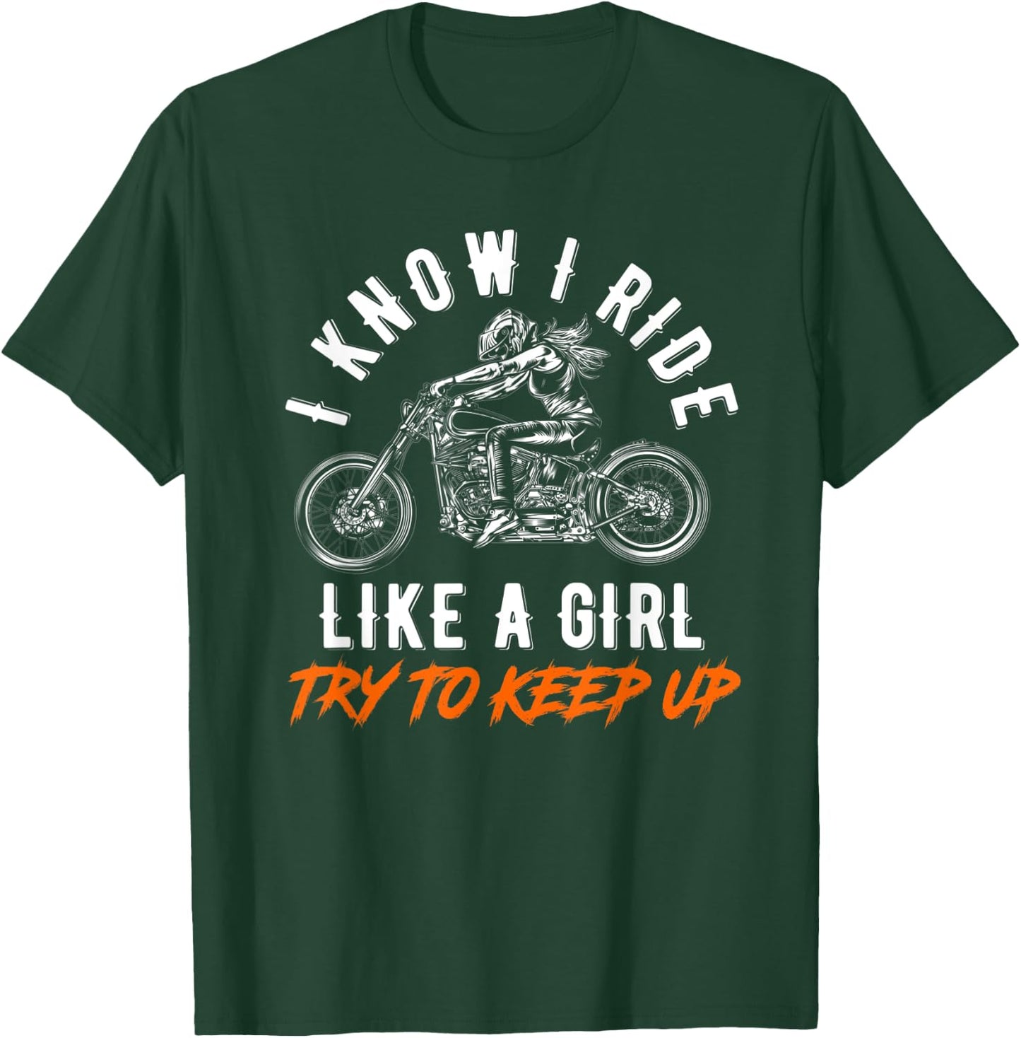 Motorcycle Motorcyclist Biker Girl T-Shirt - T-Shirt | Forest