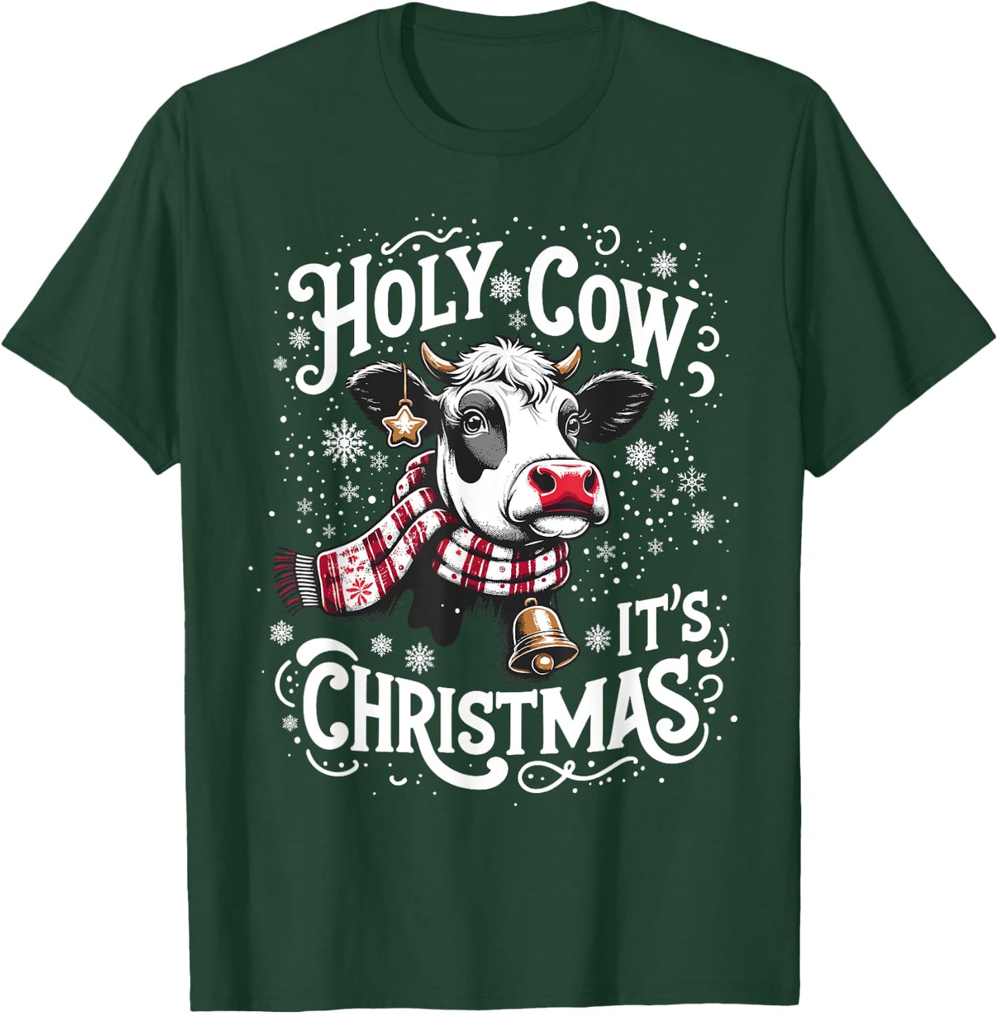 Holy Cow It's Christmas Funny Cow Lover Farm Animal Costume T-Shirt - T-Shirt | Forest