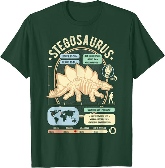 Dinosaur Facts - Stegosaurus Science & Anatomy Gift T-Shirt - T-Shirt | Forest