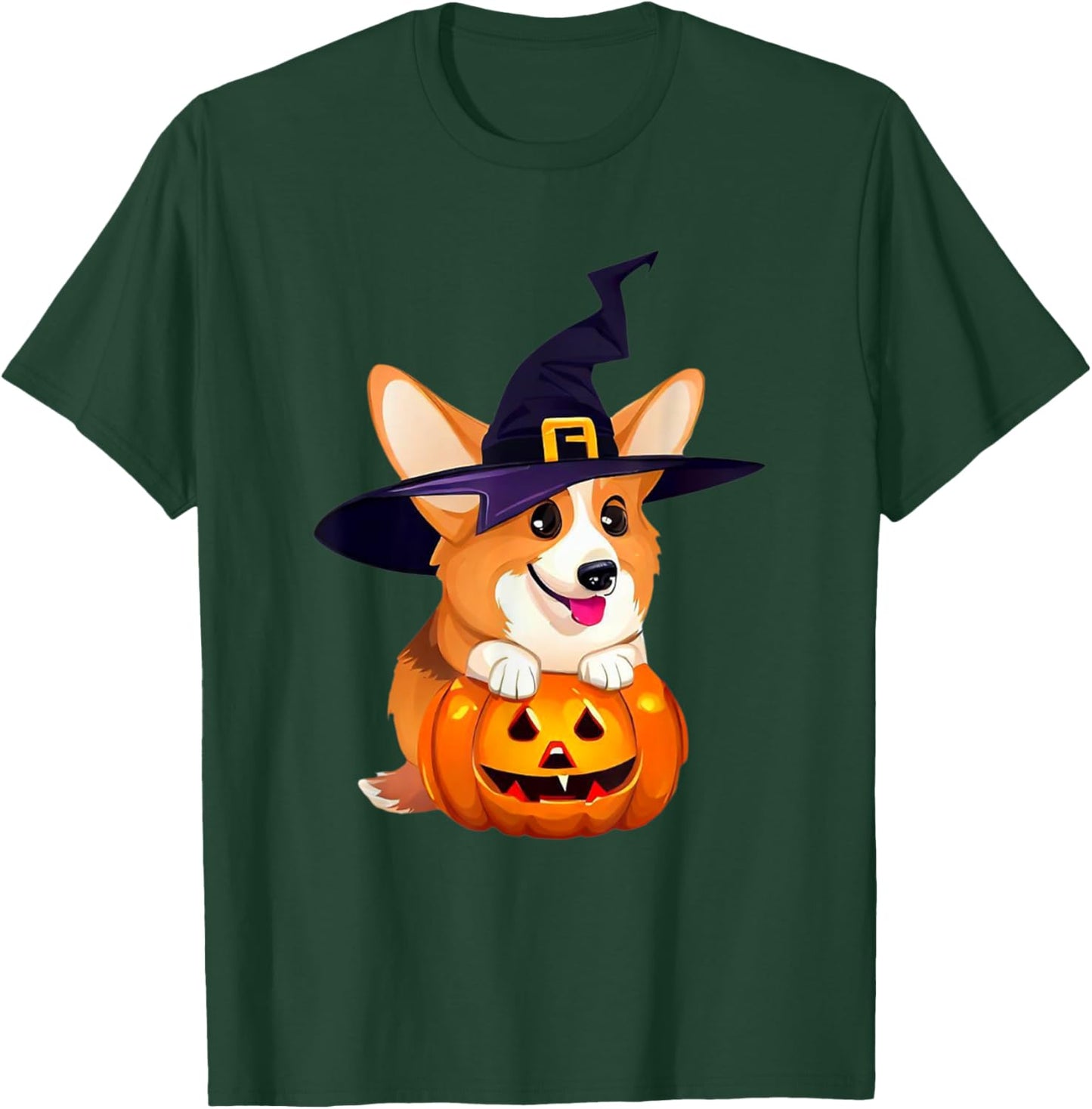 Halloween Corgi Witch Hat, Boy Girl Funny T-Shirt - T-Shirt | Forest