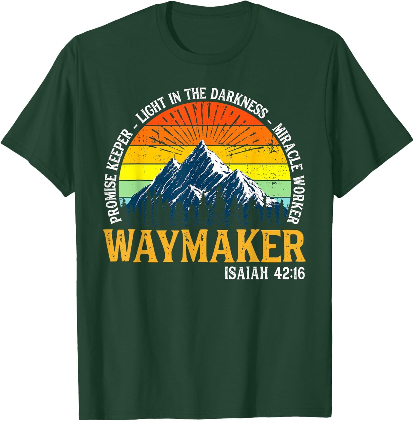 Vintage Waymaker Promise Keeper Miracle Worker Christian T-Shirt - T-Shirt | Forest