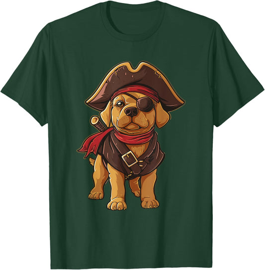 Golden Retriever Pirate Dog Halloween Party Men Women Kids T-Shirt - T-Shirt | Forest