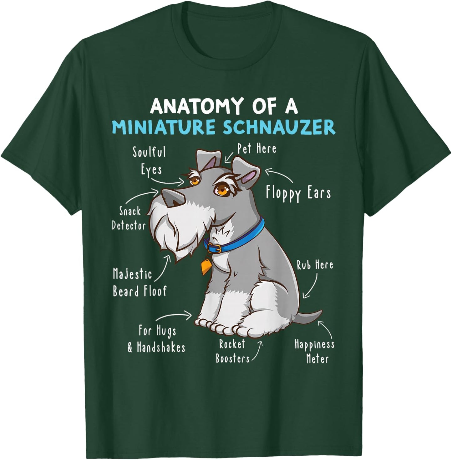 Anatomy Of A Miniature Schnauzer Cute Miniature Schnauzer T-Shirt - T-Shirt | Forest