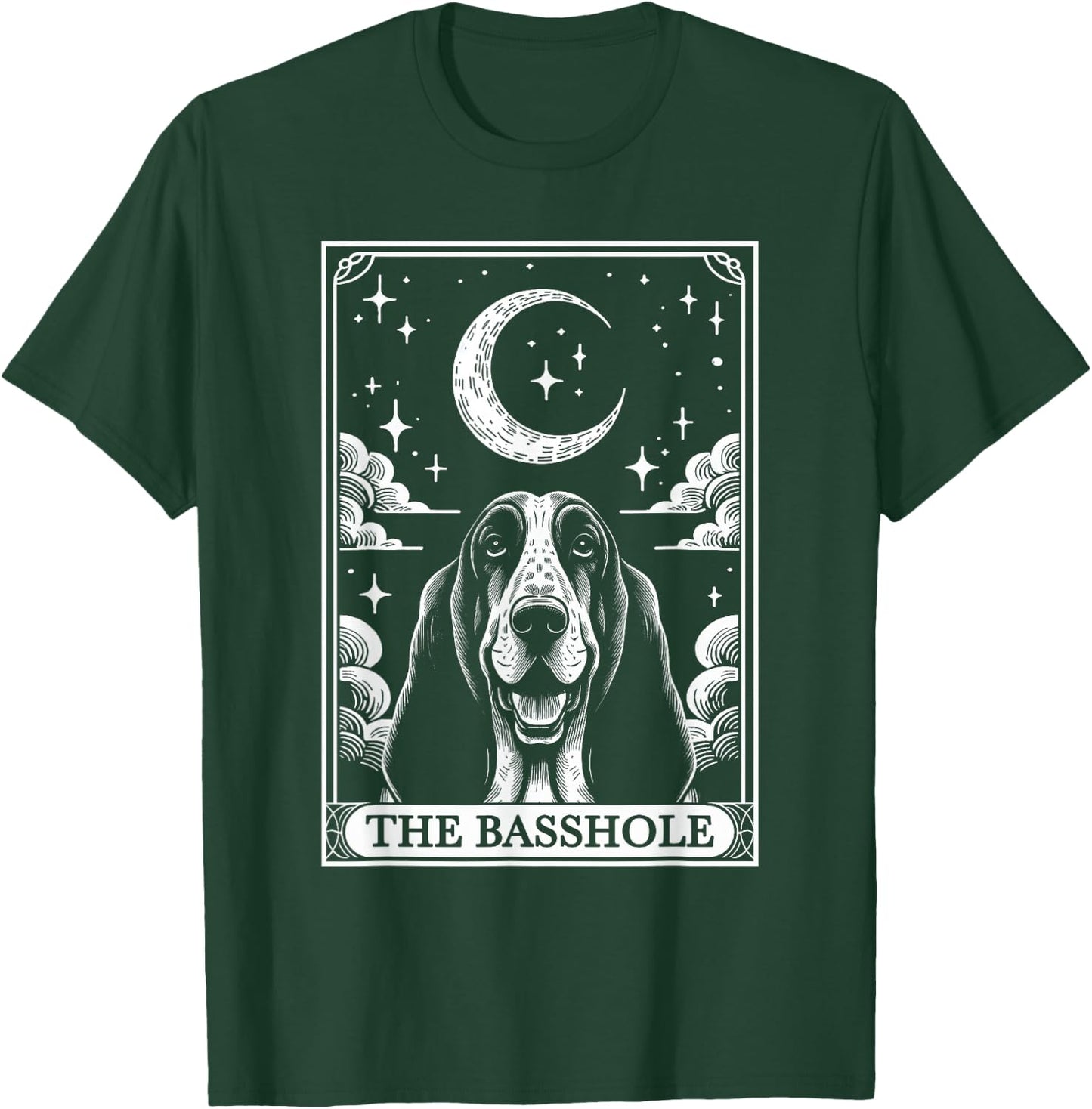 Tarot Card Vintage Crescent Moon Basset Hound Dog Mom Men Women Girls Kids T-Shirt - T-Shirt | Forest