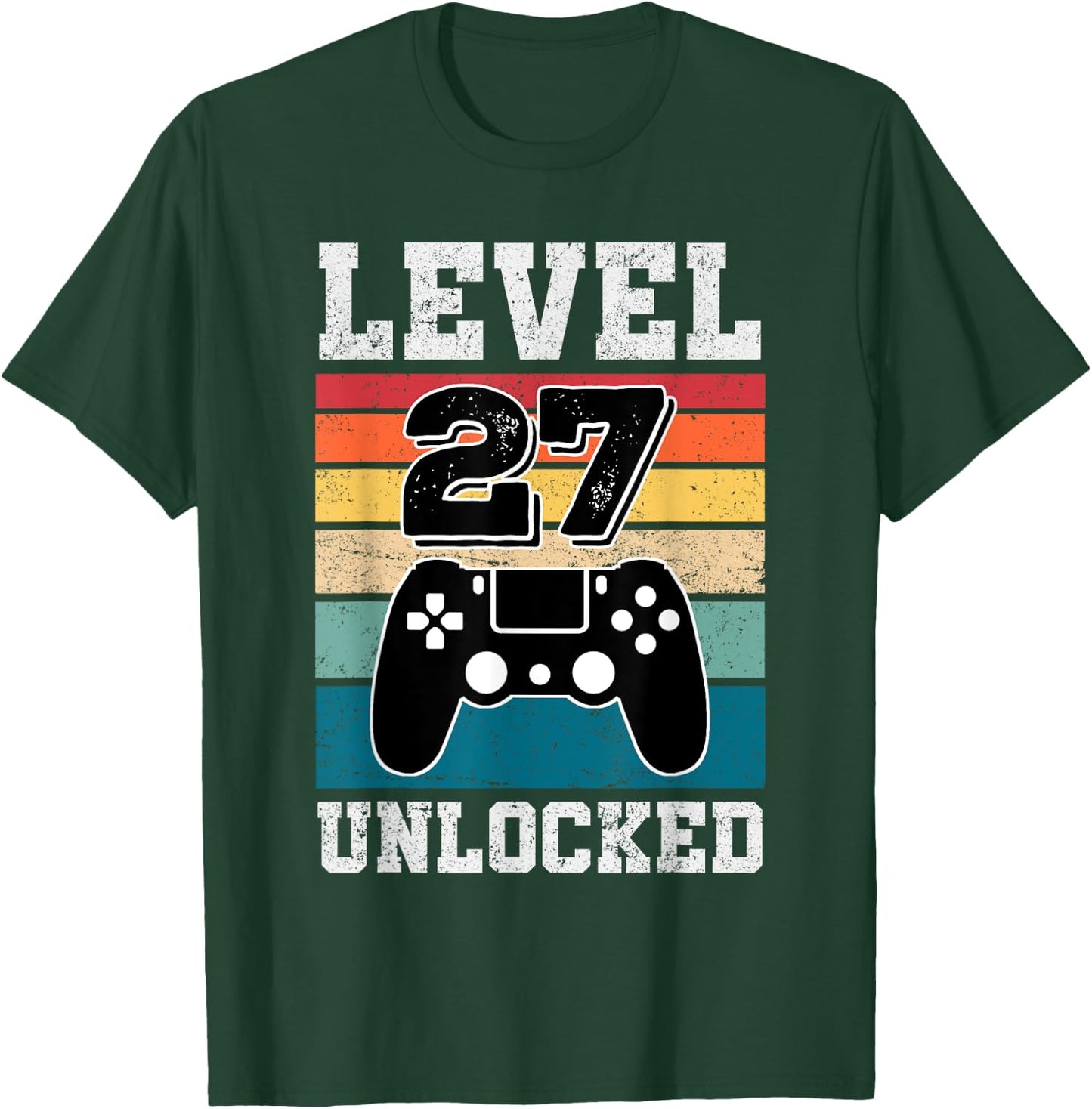 27 Year Old Level 27 Unlocked Gamers 27th Birthday Gaming T-Shirt - T-Shirt | Forest