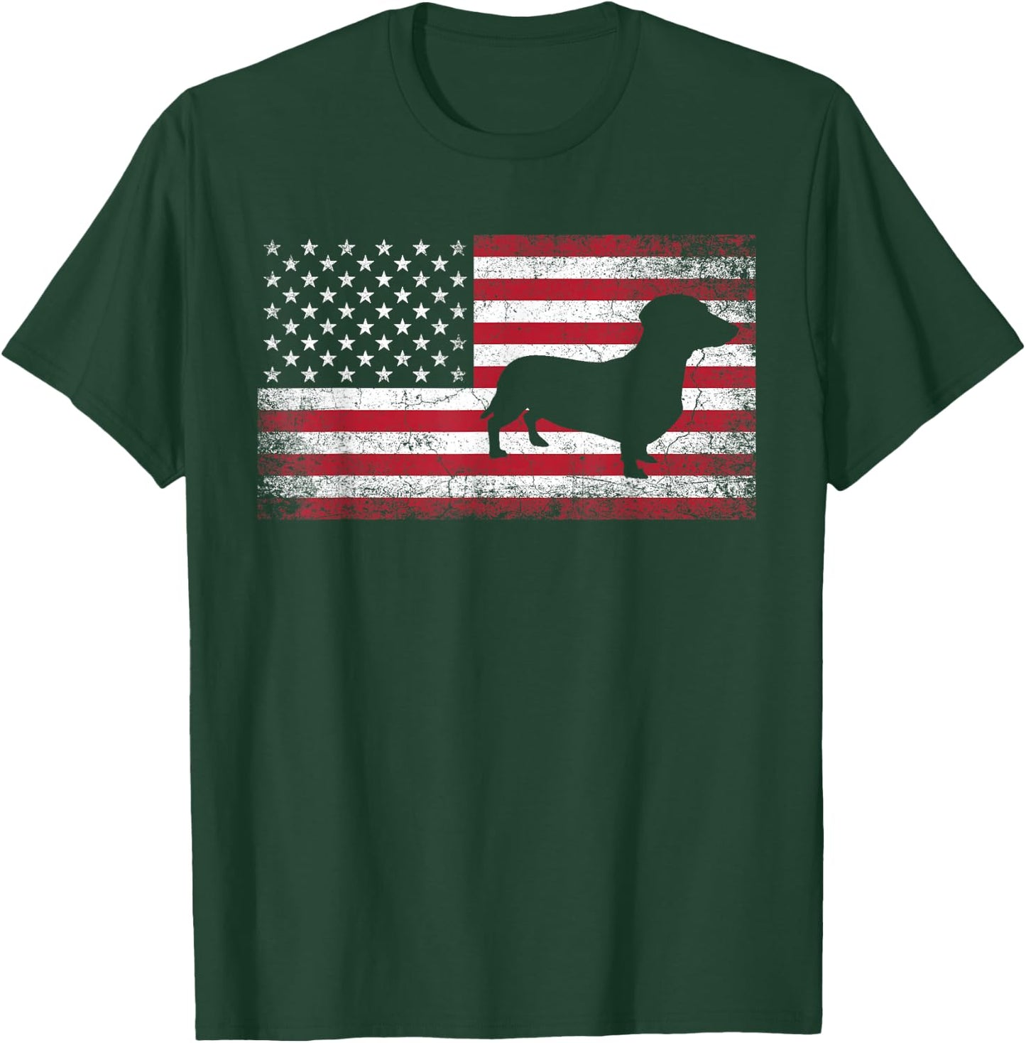 Dachshund Dog Pet 4th of July American Flag Patriotic USA T-Shirt - T-Shirt | Forest
