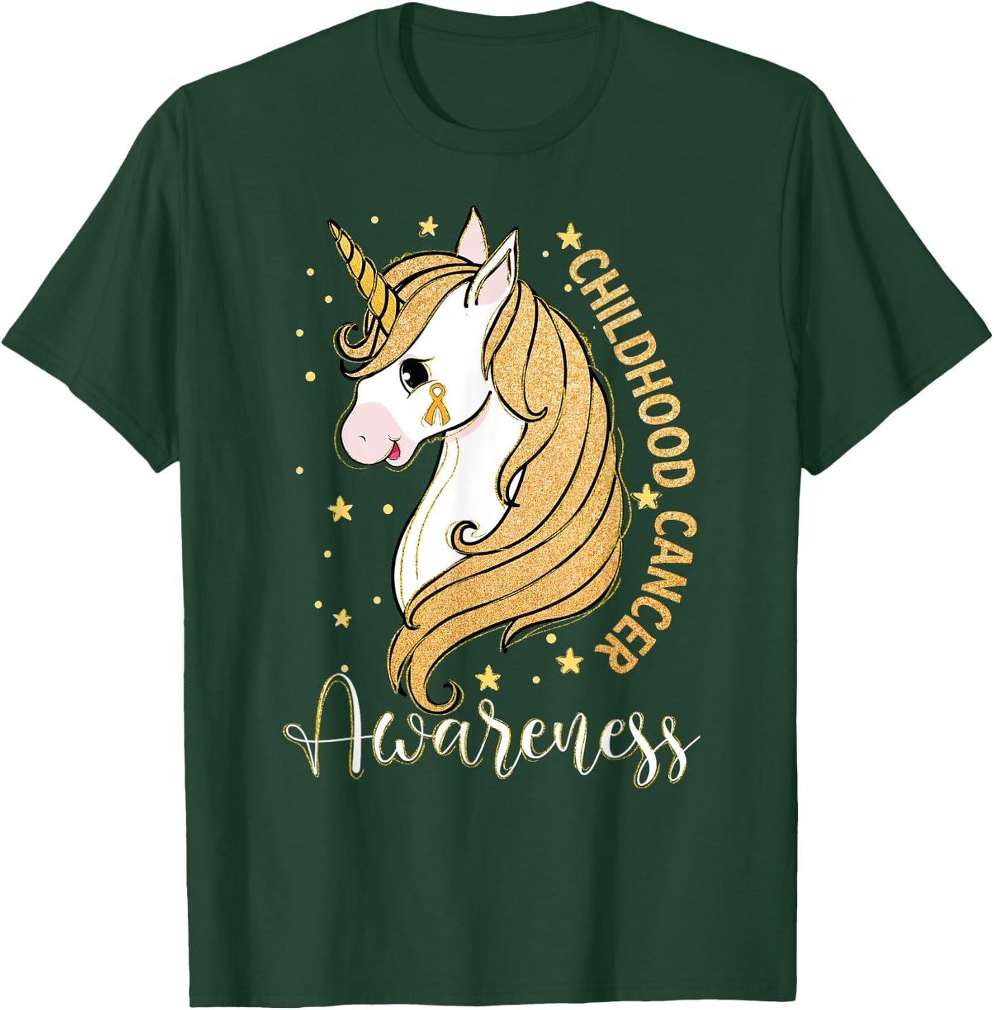 Childhood Cancer Awareness Unicorn Warrior Support Kid Girls T-Shirt - T-Shirt | Forest
