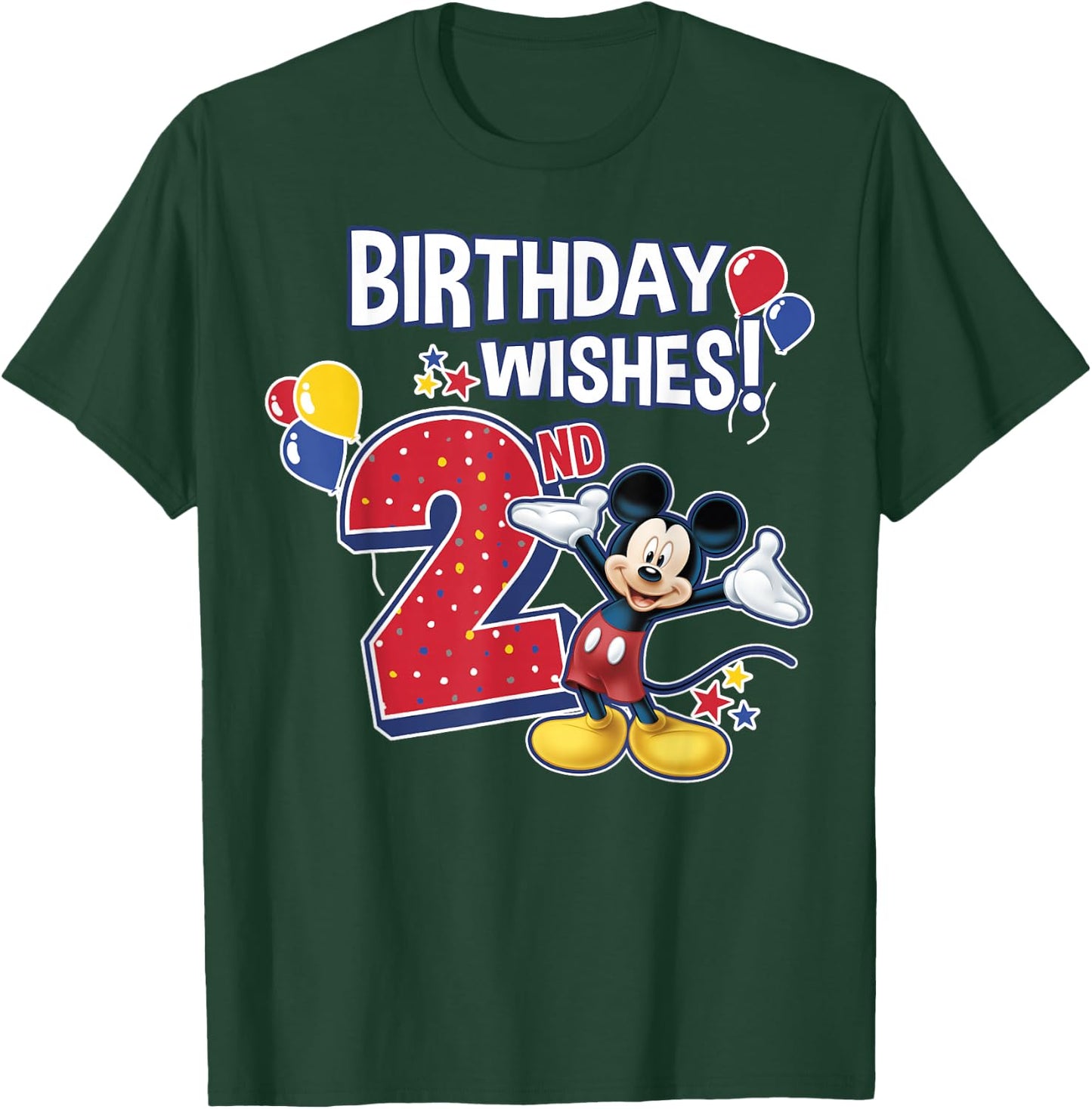 Disney Mickey and Friends Mickey Mouse 2nd Birthday Wishes T-Shirt - T-Shirt | Forest