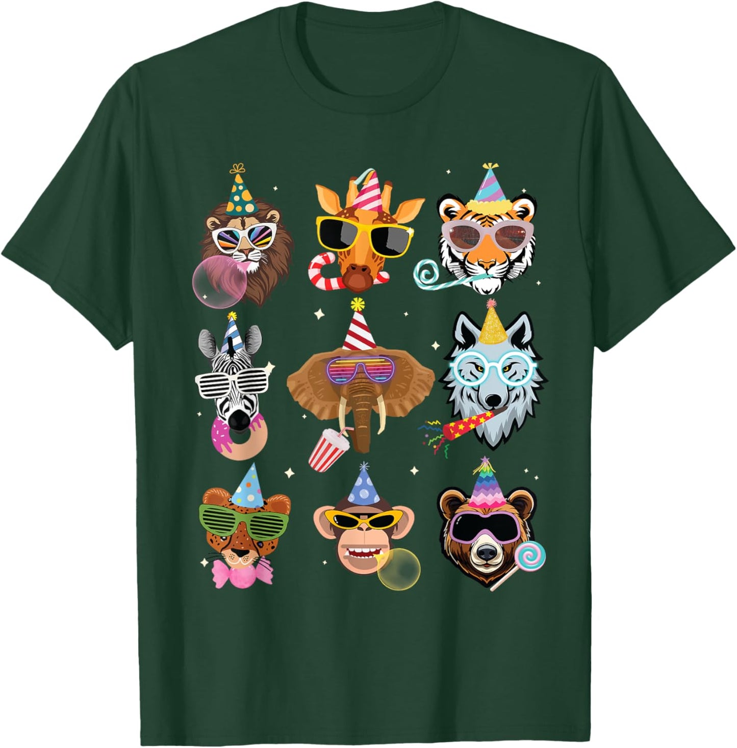 Men Women and Kids Zoo Day Wildlife Animals Birthday Parties T-Shirt - T-Shirt | Forest