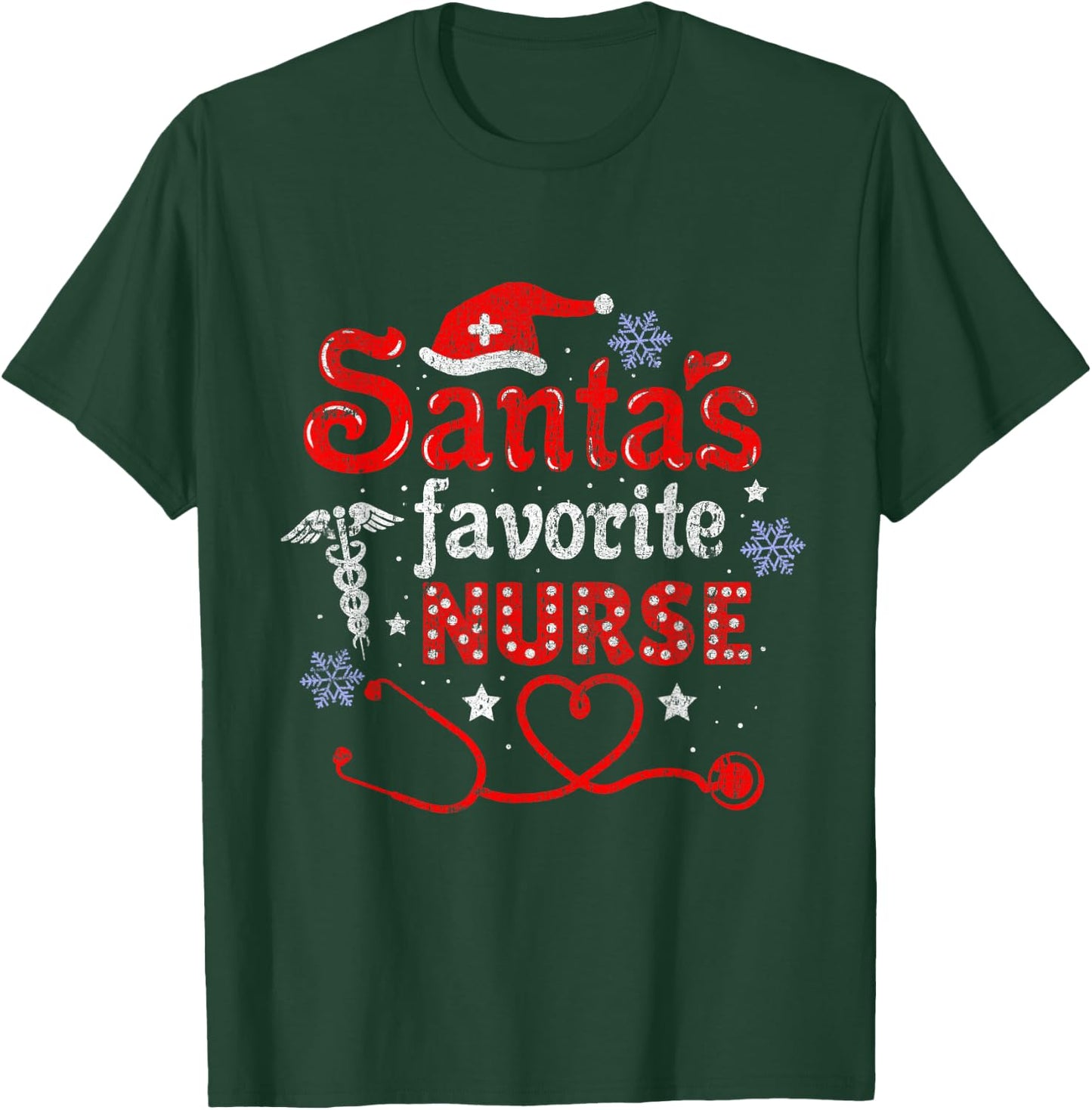 Santa's Favorite Nurse Vintage T-Shirt - T-Shirt | Forest