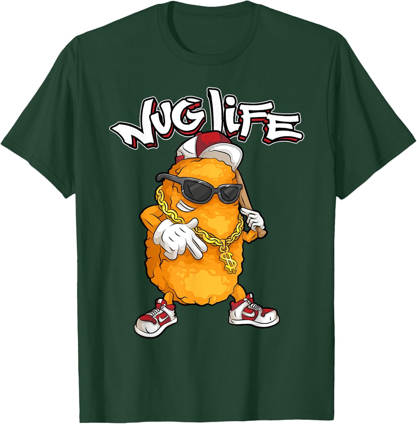 Cool Gangster Chix Fingers Fans Boys Girls Designs Funny Nug Life Gift | Cute Chicken Nuggets Lover -Adults and Kids T-Shirt - T-Shirt | Forest