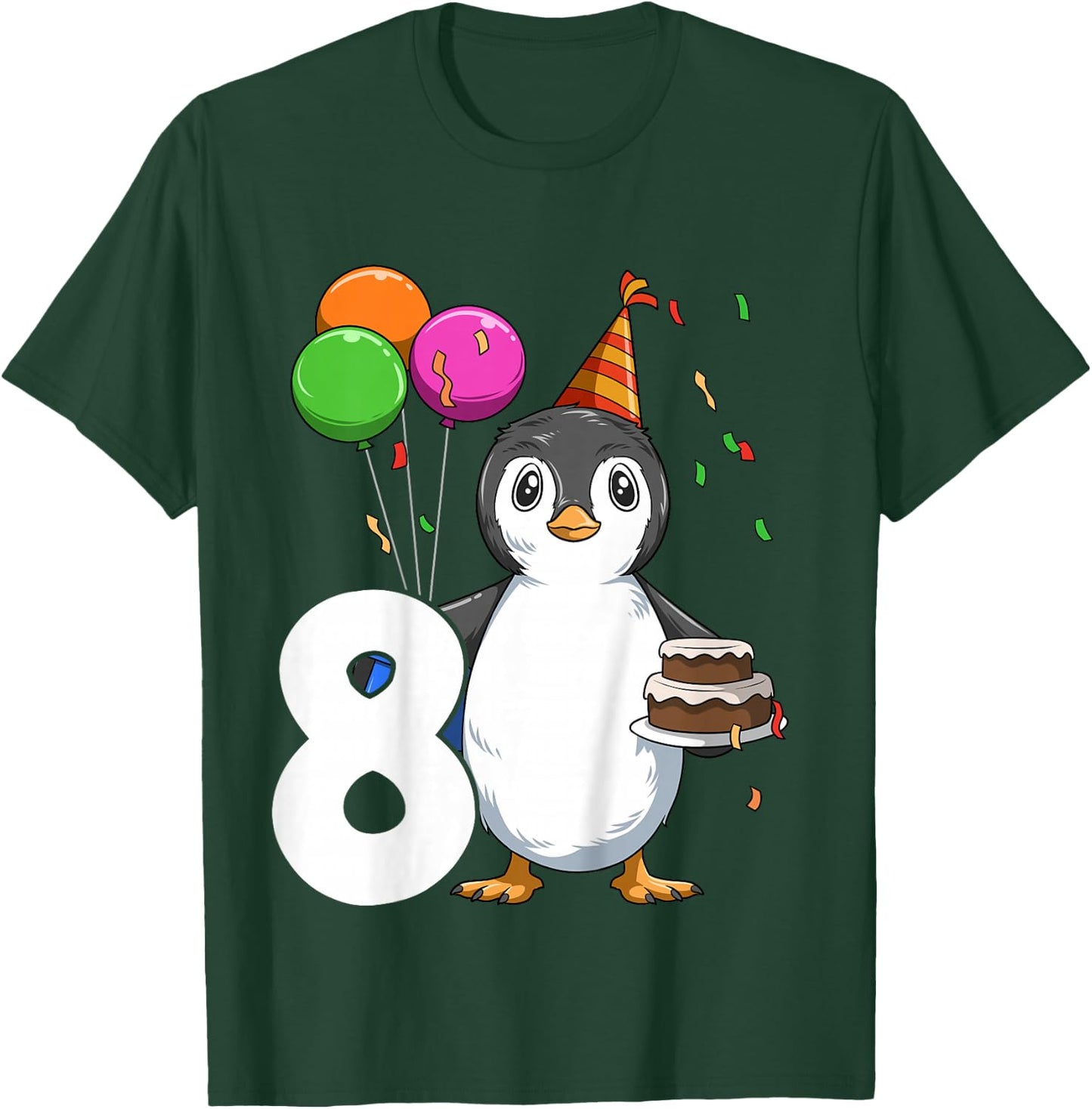 Penguin Birthday 8 Penguin 8th Birthday Outfit Penguin Party T-Shirt - T-Shirt | Forest