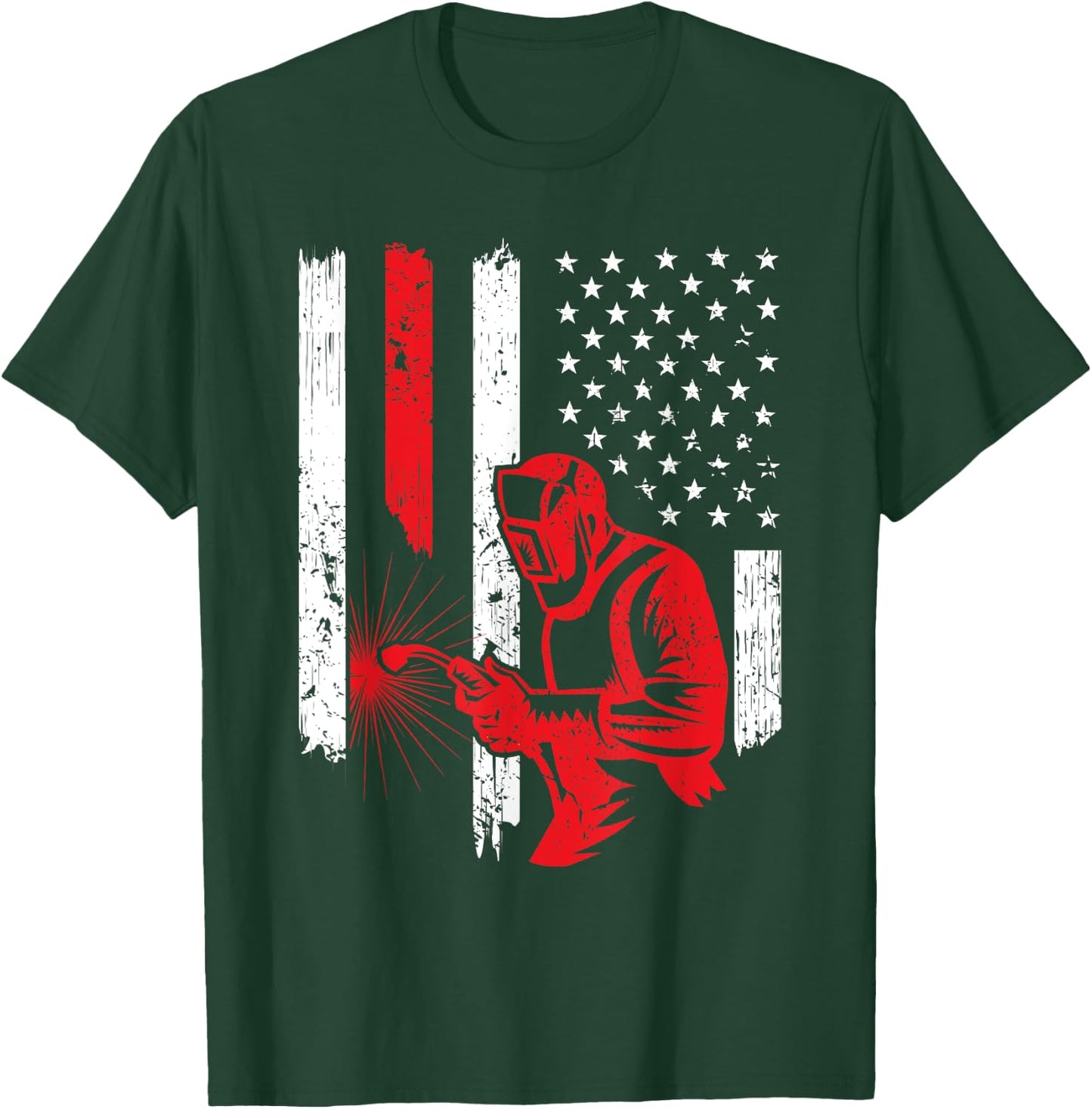 American Flag Welder Welding Vintage Metal Worker Cool Gifts T-Shirt - T-Shirt | Forest