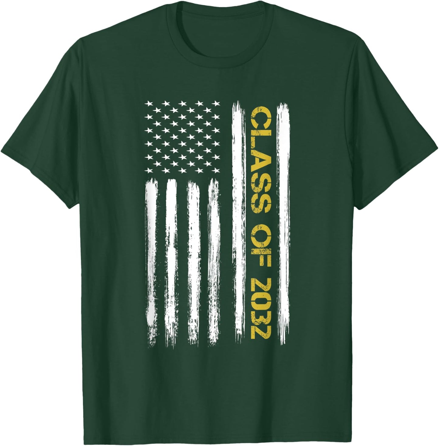 Senior Class Of 2032 Patriotic American Flag Graduation Gift Kids Men T-Shirt - T-Shirt | Forest