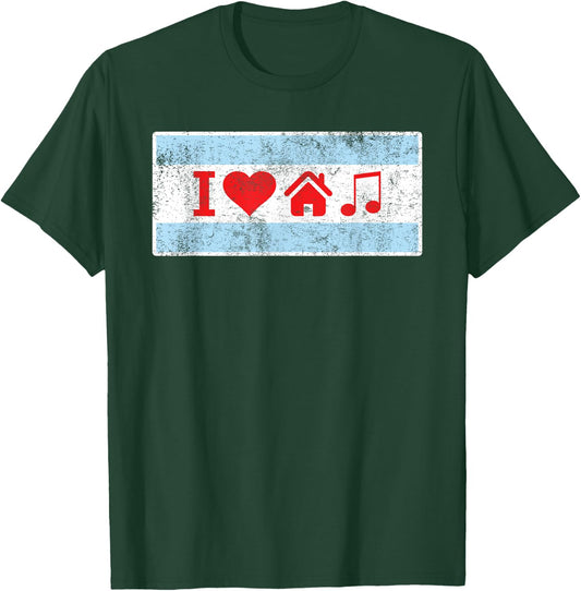 I Love Chicago House Music - Flag DJ Gift T-Shirt - T-Shirt | Forest