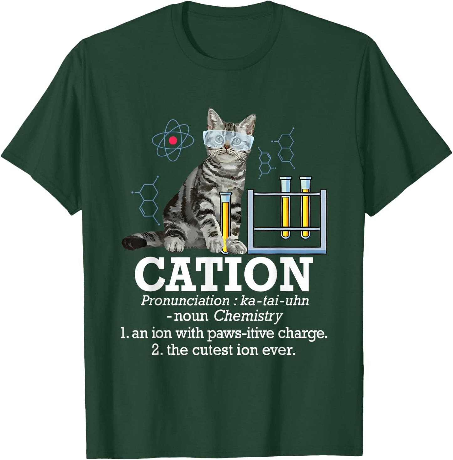 Cation - Funny Chemistry Humor Science Teacher Cat Pun Small T-Shirt - T-Shirt | Forest