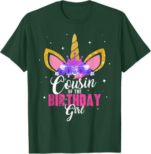 Cousin Of The Birthday Girl Unicorn Birthday Princess T-Shirt - T-Shirt | Forest