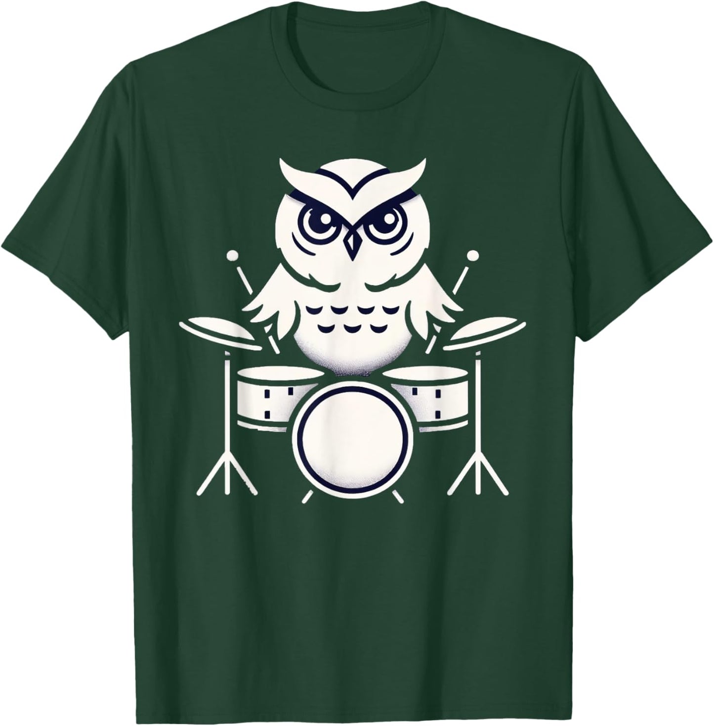 Cute Owl Playing Drums Owls Drummer Music T-Shirt - T-Shirt | Forest