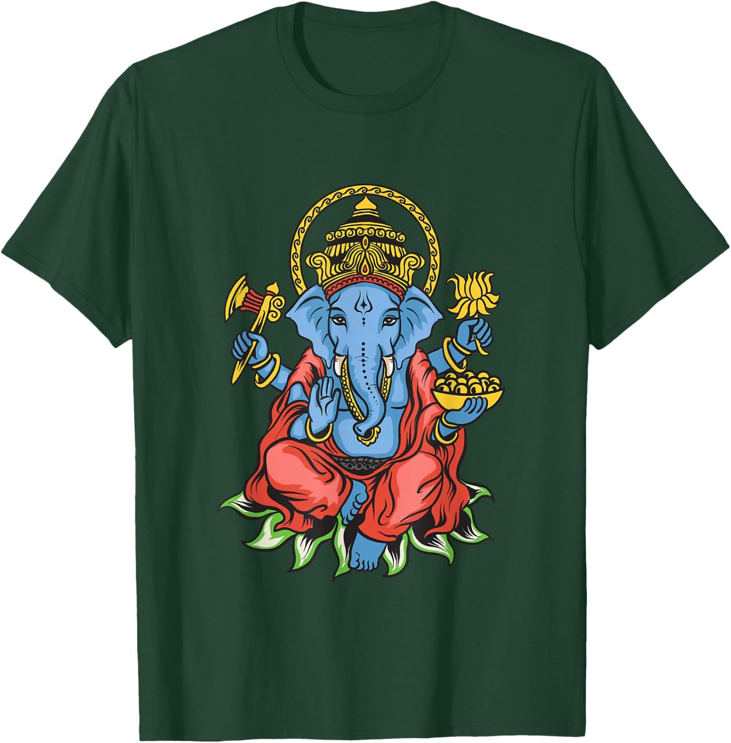 Spiritual Hindu God Ganesha Meditation Yoga T-Shirt - T-Shirt | Forest