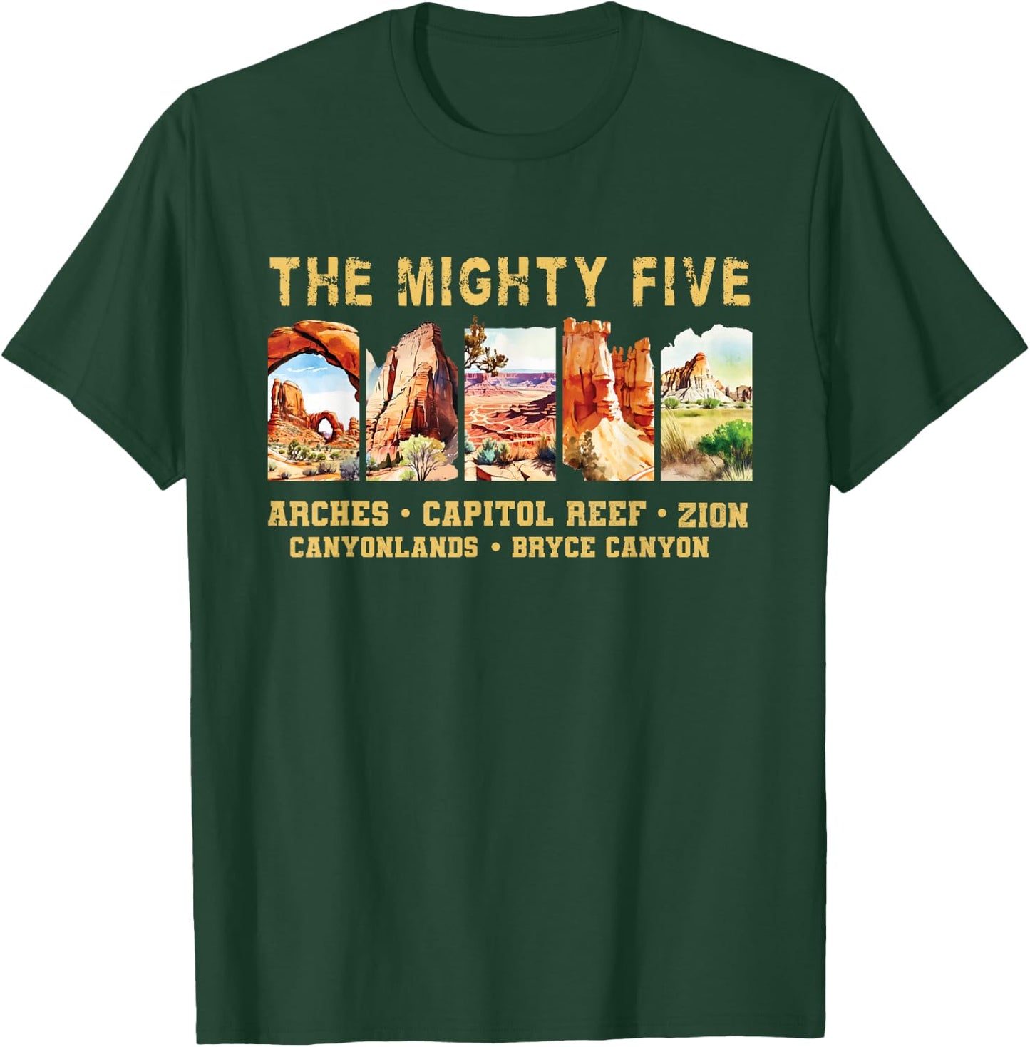 Vintage Moab Souvenir Big 5 Utah Mighty Five National Park T-Shirt - T-Shirt | Forest