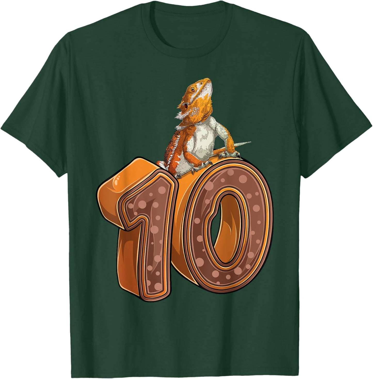 10 Year Old Bearded dragon Reptile 10th Birthday Party B-day T-Shirt - T-Shirt | Forest