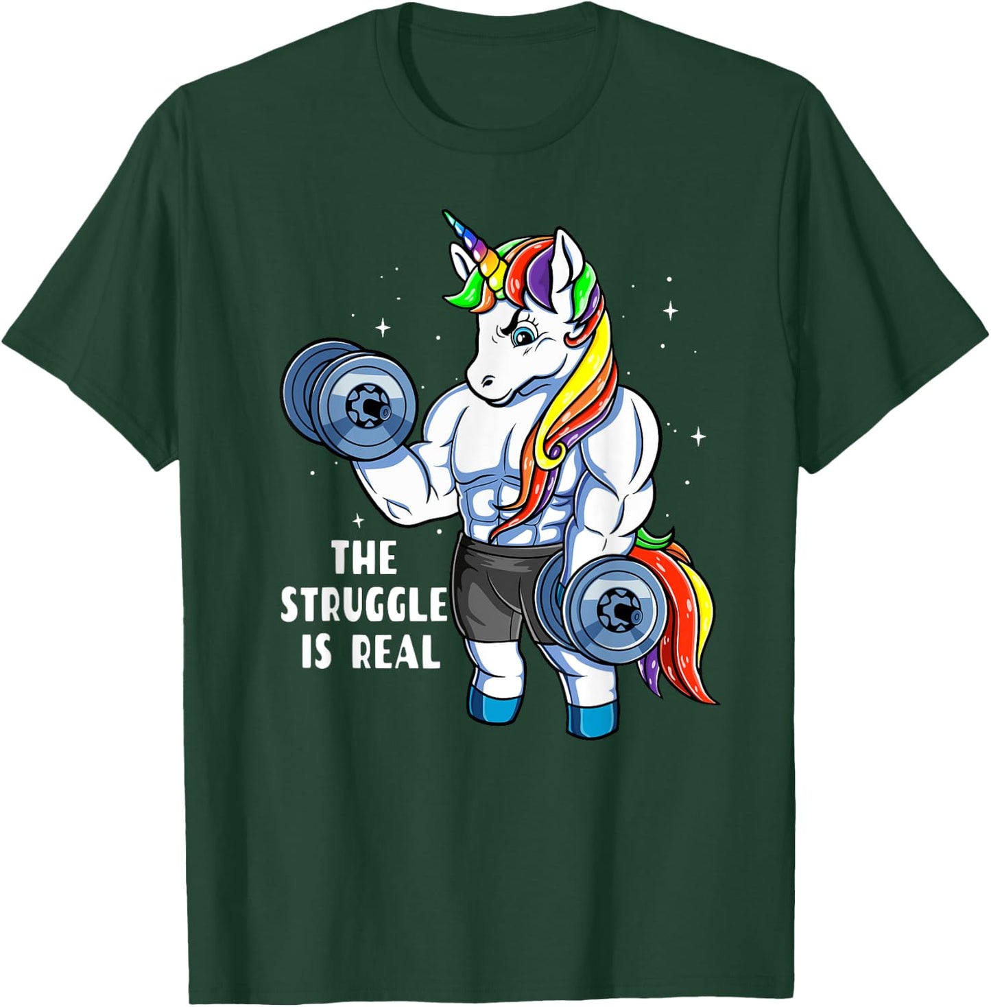 Unicorn Weightlifting T shirt - Rainbow Unicorn Gym Women T-Shirt - T-Shirt | Forest