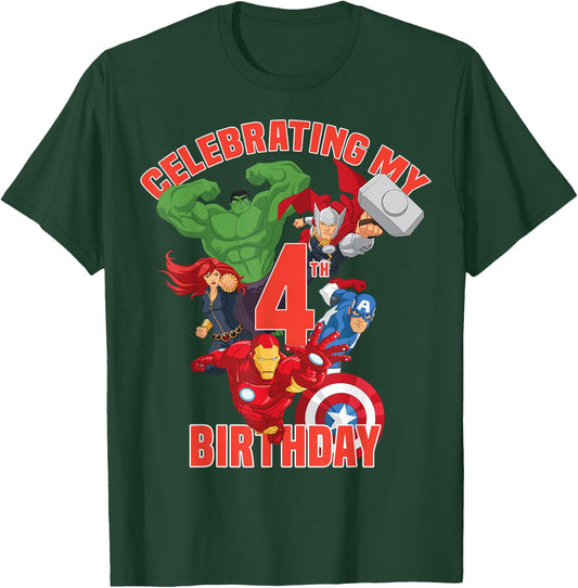 Marvel Avengers Celebrating My 4th Birthday Small T-Shirt - T-Shirt | Forest