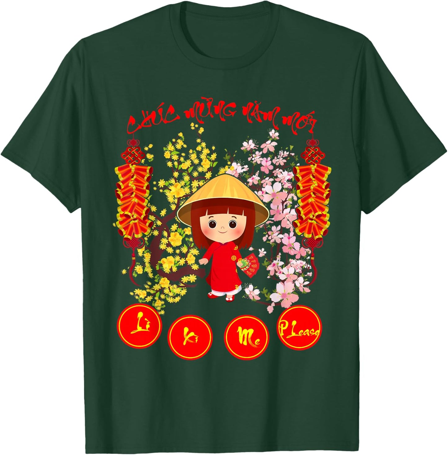 Li Xi Me Please Kid Girl Vietnamese Lunar New Year 2026 T-Shirt - T-Shirt | Forest