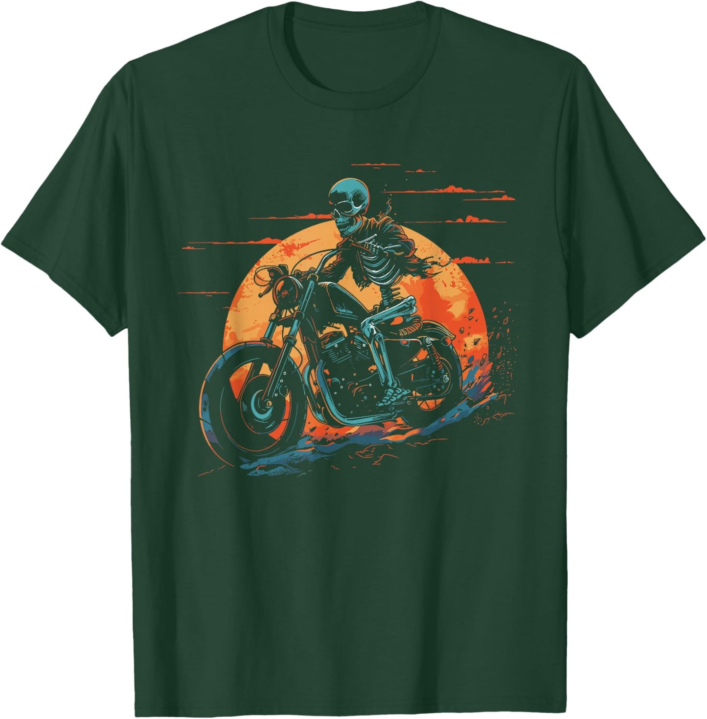 Biker Skeleton Bike Motorbike Rider Motorcycle Motorbike T-Shirt - T-Shirt | Forest