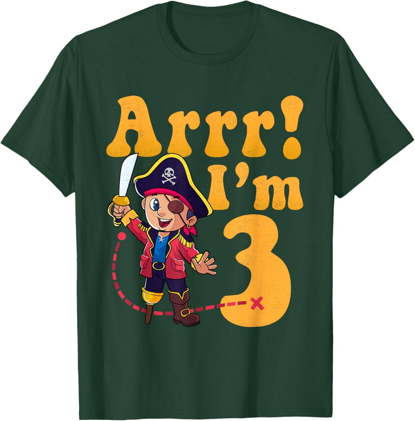 Kids 3rd Pirate Birthday Party Arrr I'm 3 Three Years Old T-Shirt - T-Shirt | Forest