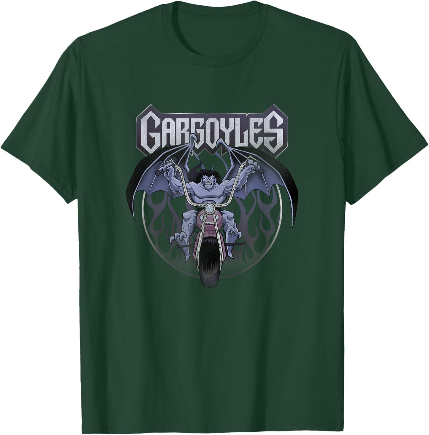 Disney Gargoyles Motorcycle Flames Let's Ride T-Shirt - T-Shirt | Forest