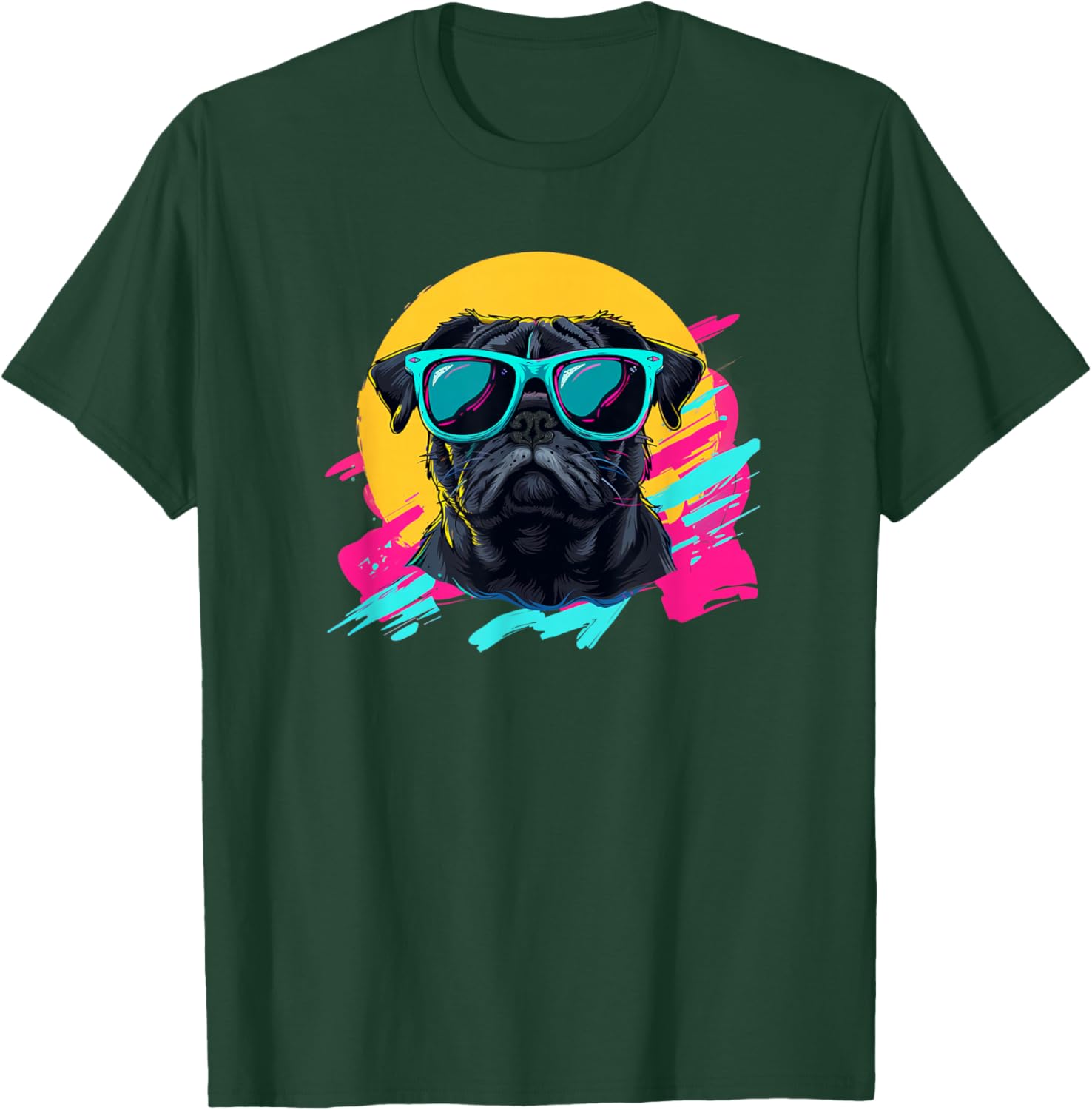 Funny & Retro Vintage 80s Black Pug Lover T-Shirt - T-Shirt | Forest