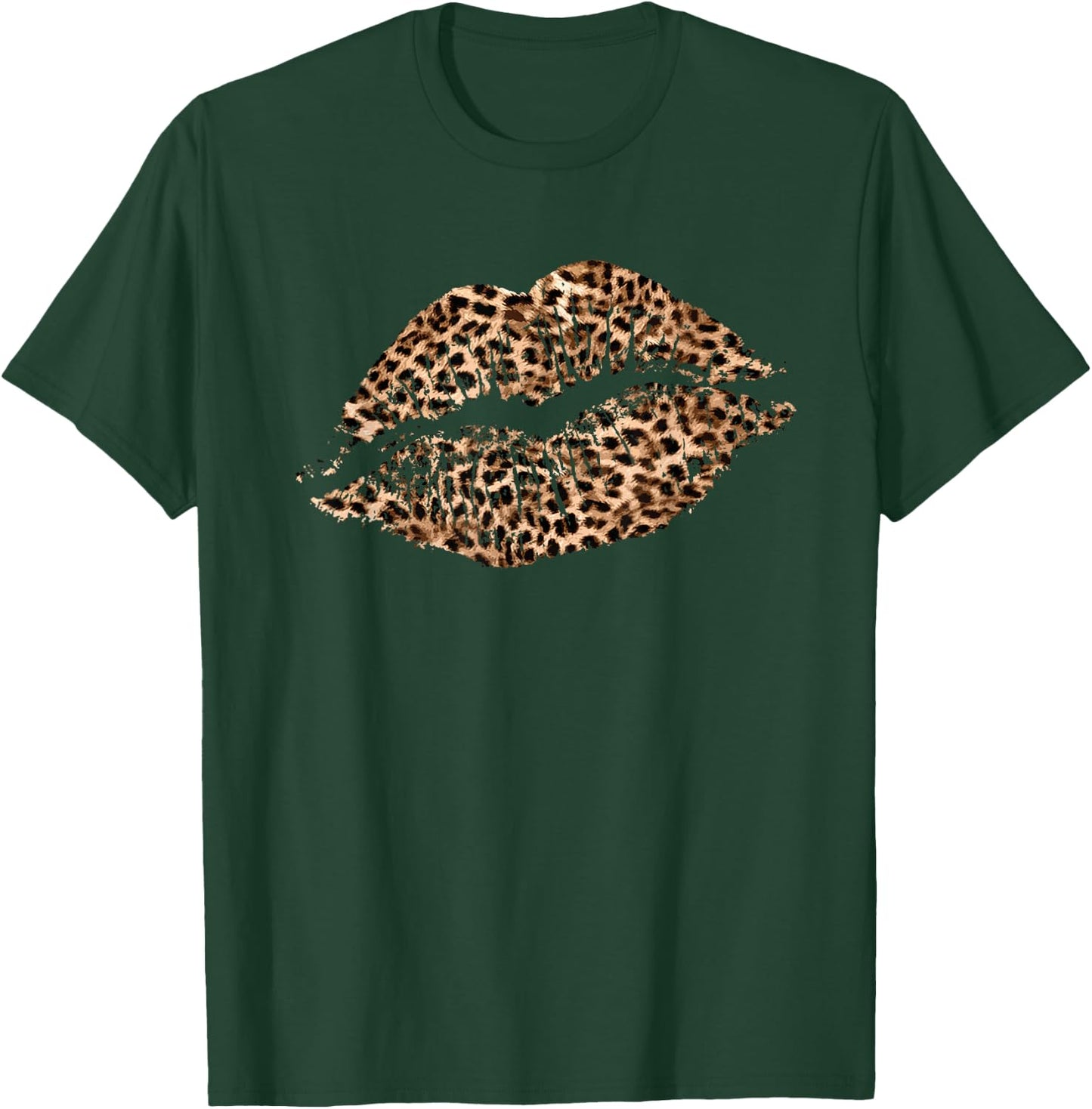 Leopard Print Lips Cheetah Spots Big Lips T-Shirt - T-Shirt | Forest