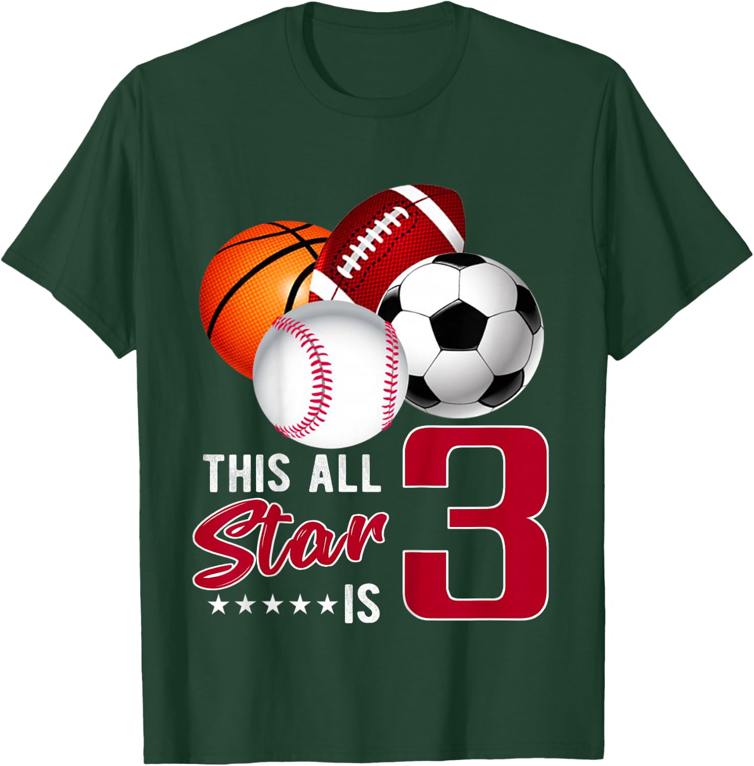This All Star is 3 Years Old Gift Kids Birthday T-Shirt - T-Shirt | Forest