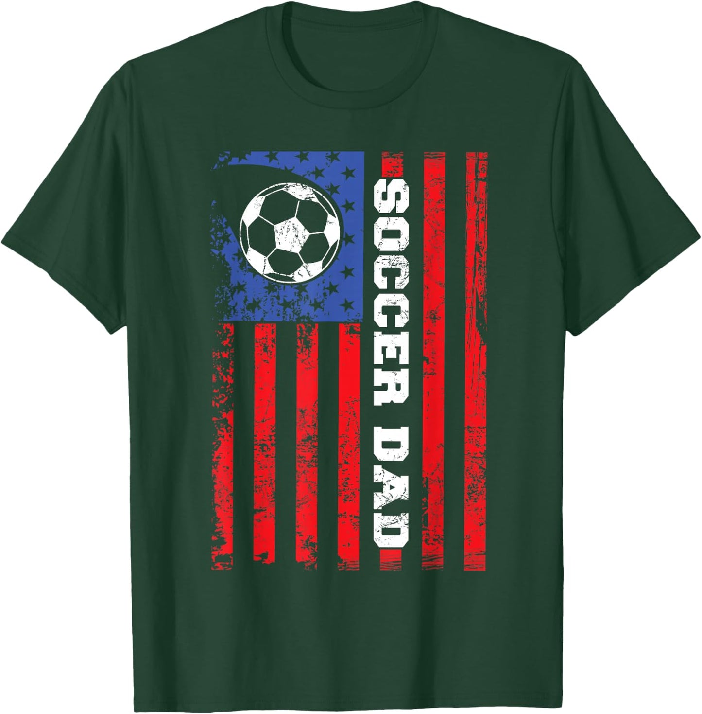 Soccer Dad USA Flag All American Fathers T-Shirt - T-Shirt | Forest