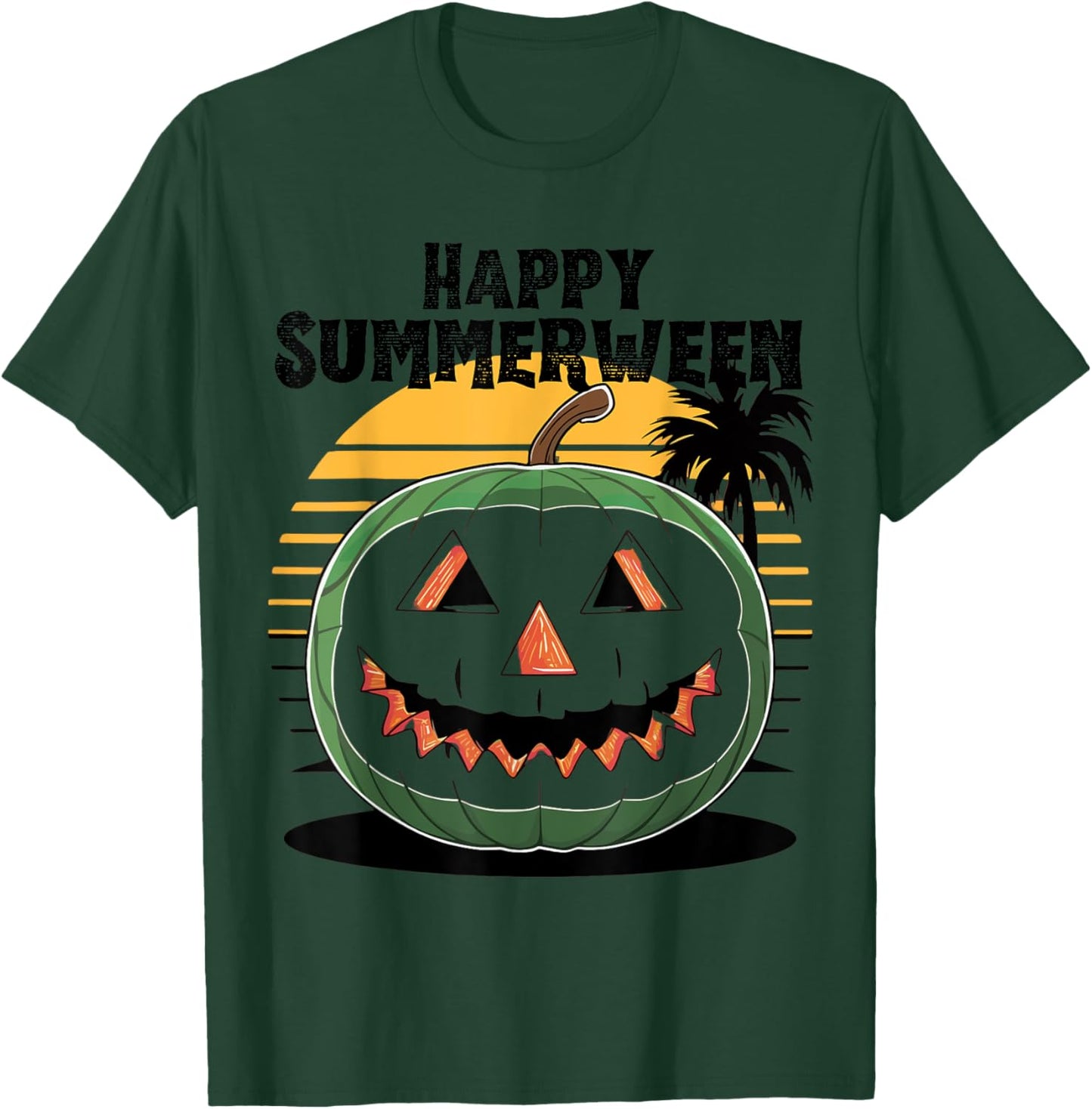 Happy Summerween Watermelon Jack-o'-Lantern Summer Halloween Women Kids T-Shirt - T-Shirt | Forest
