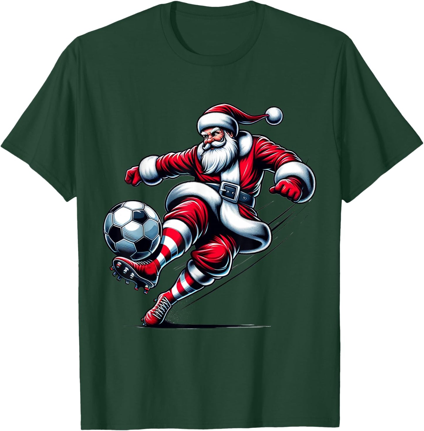 Santa Plays Soccer Christmas Sports Women Men Kids T-Shirt - T-Shirt | Forest