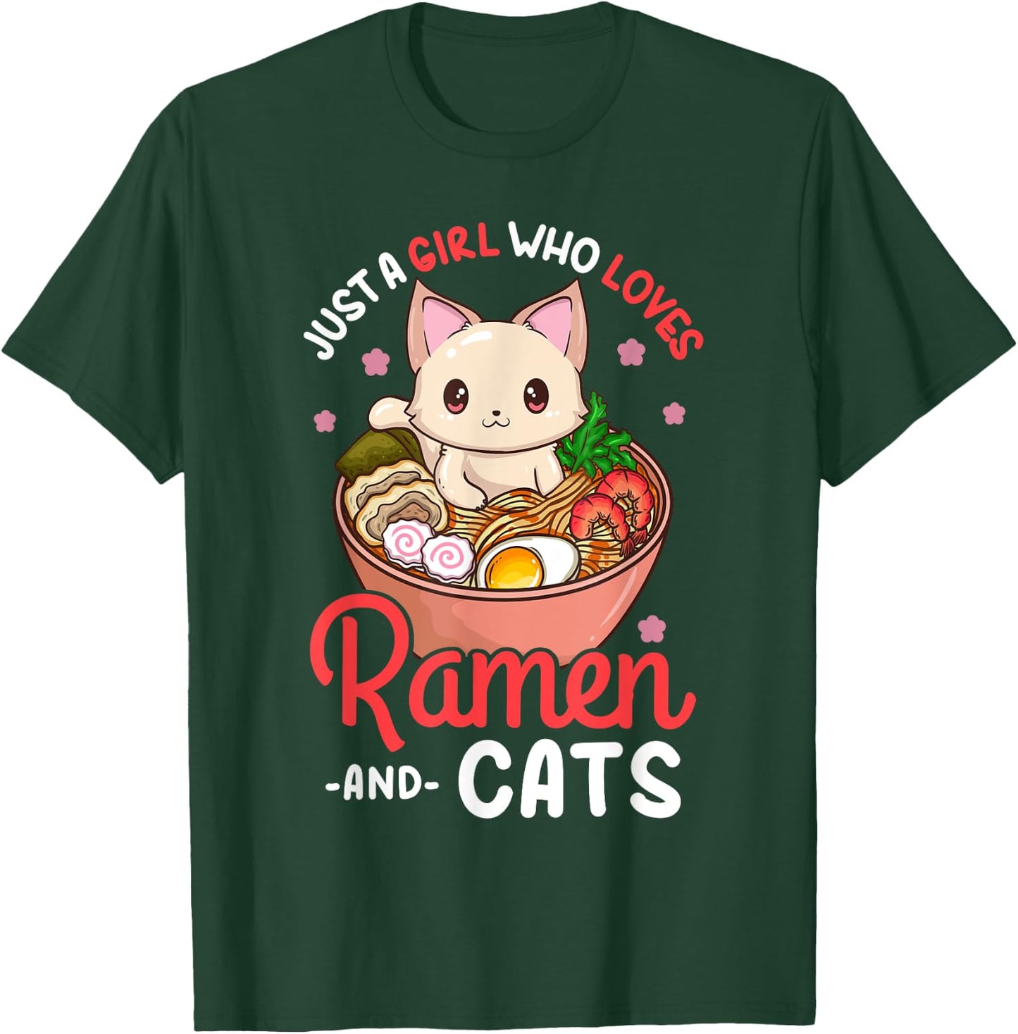 Ramen Cat Neko Anime Kawaii Otaku Girl T-Shirt - T-Shirt | Forest