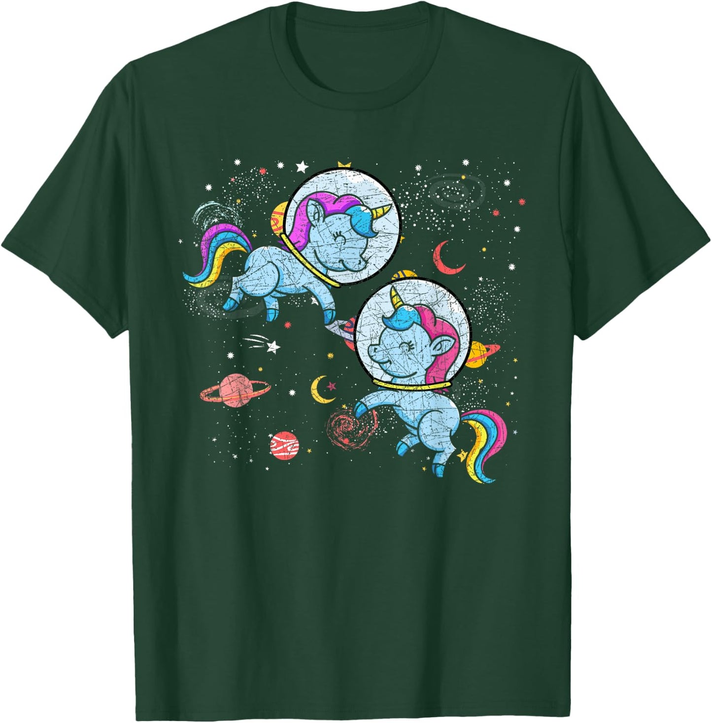 Moon Astronaut Outer Space Planets Magical Unicorn T-Shirt - T-Shirt | Forest