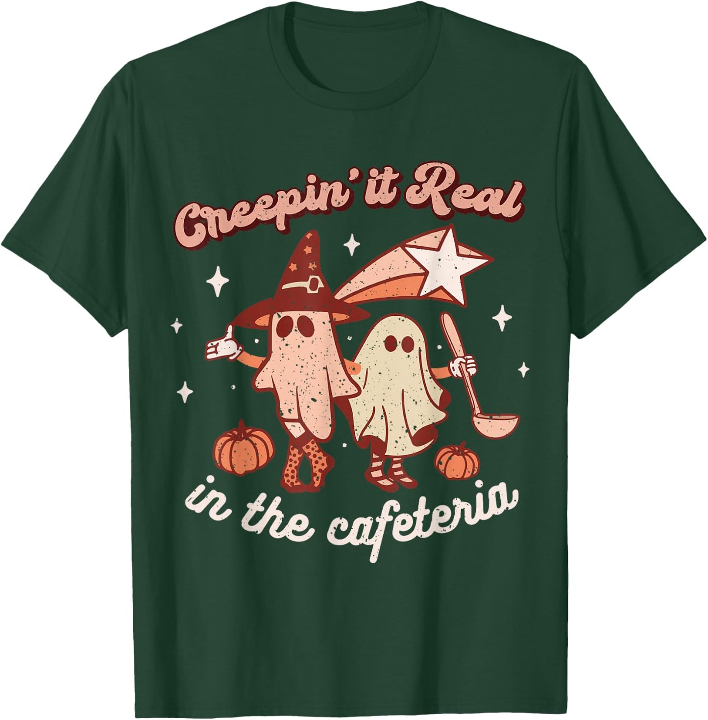 Fall Lunch Lady Retro Halloween Cafeteria Pumpkin Team T-Shirt - T-Shirt | Forest