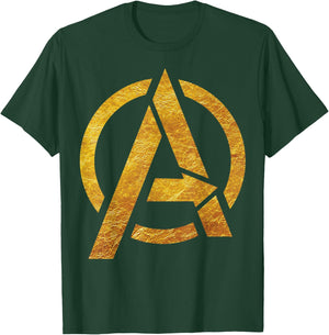 Marvel Avengers Gold Foil Chest Logo Small T-Shirt - T-Shirt | Forest