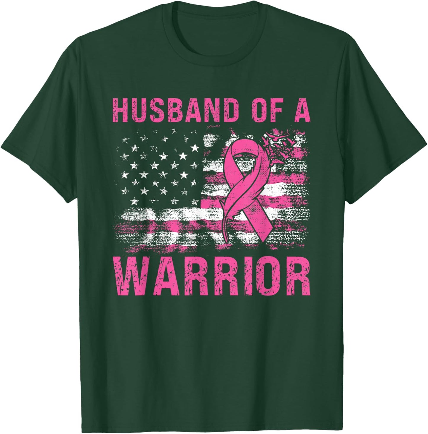 Husband Of A Warrior Breast Cancer Awareness Support Squad T-Shirt - T-Shirt | Forest