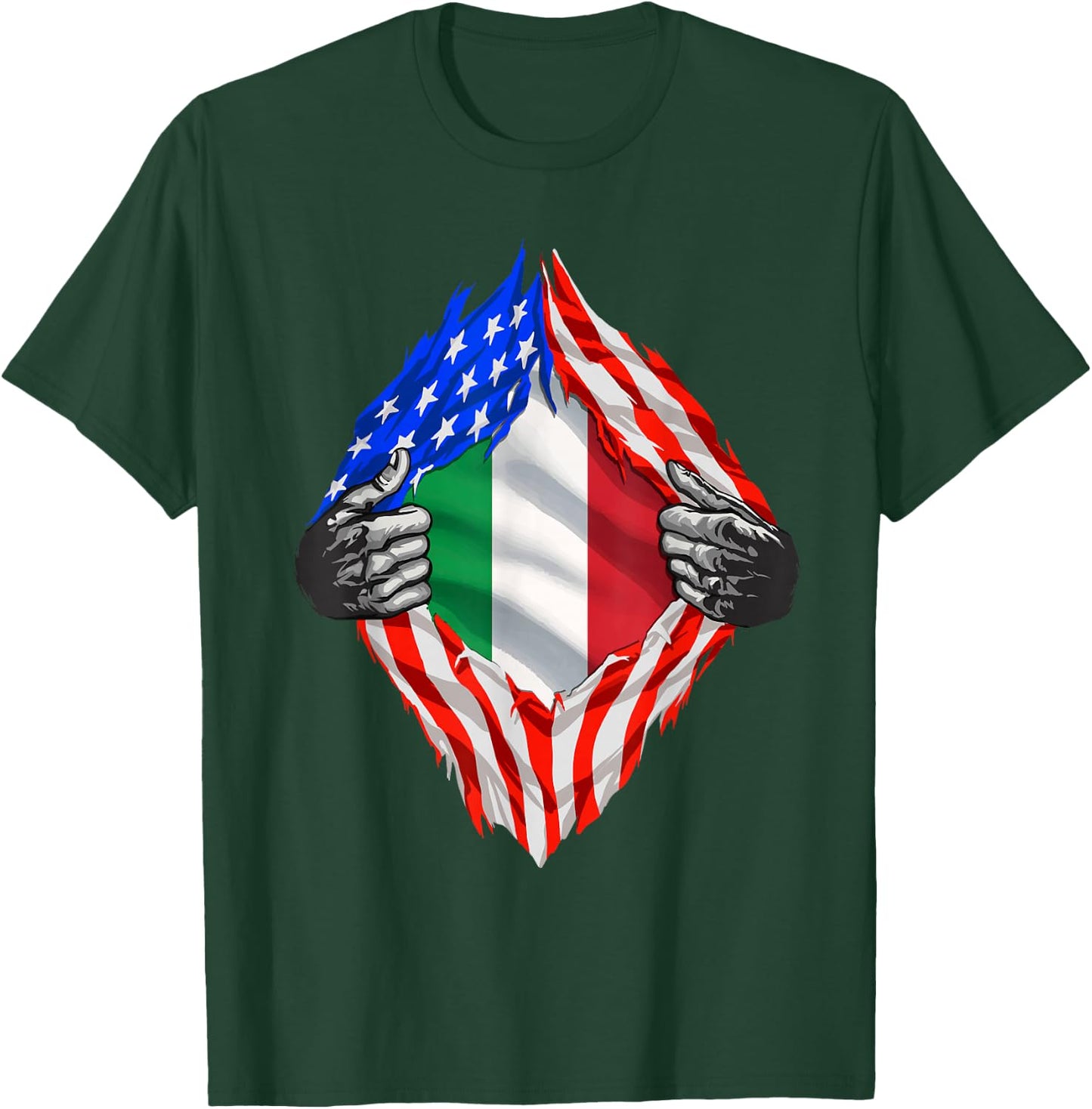 Italian American Flag T Shirt America Italy Roots Italian T-Shirt - T-Shirt | Forest