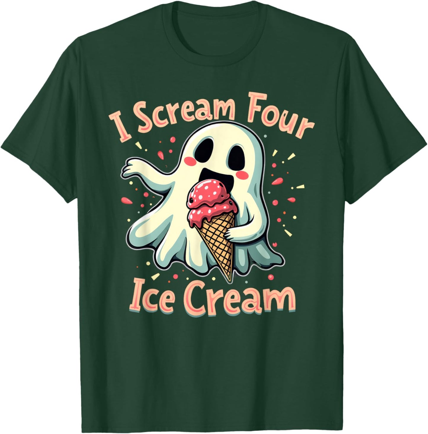 I Scream Four Ice Cream Halloween Funny I Scream Ghost T-Shirt - T-Shirt | Forest