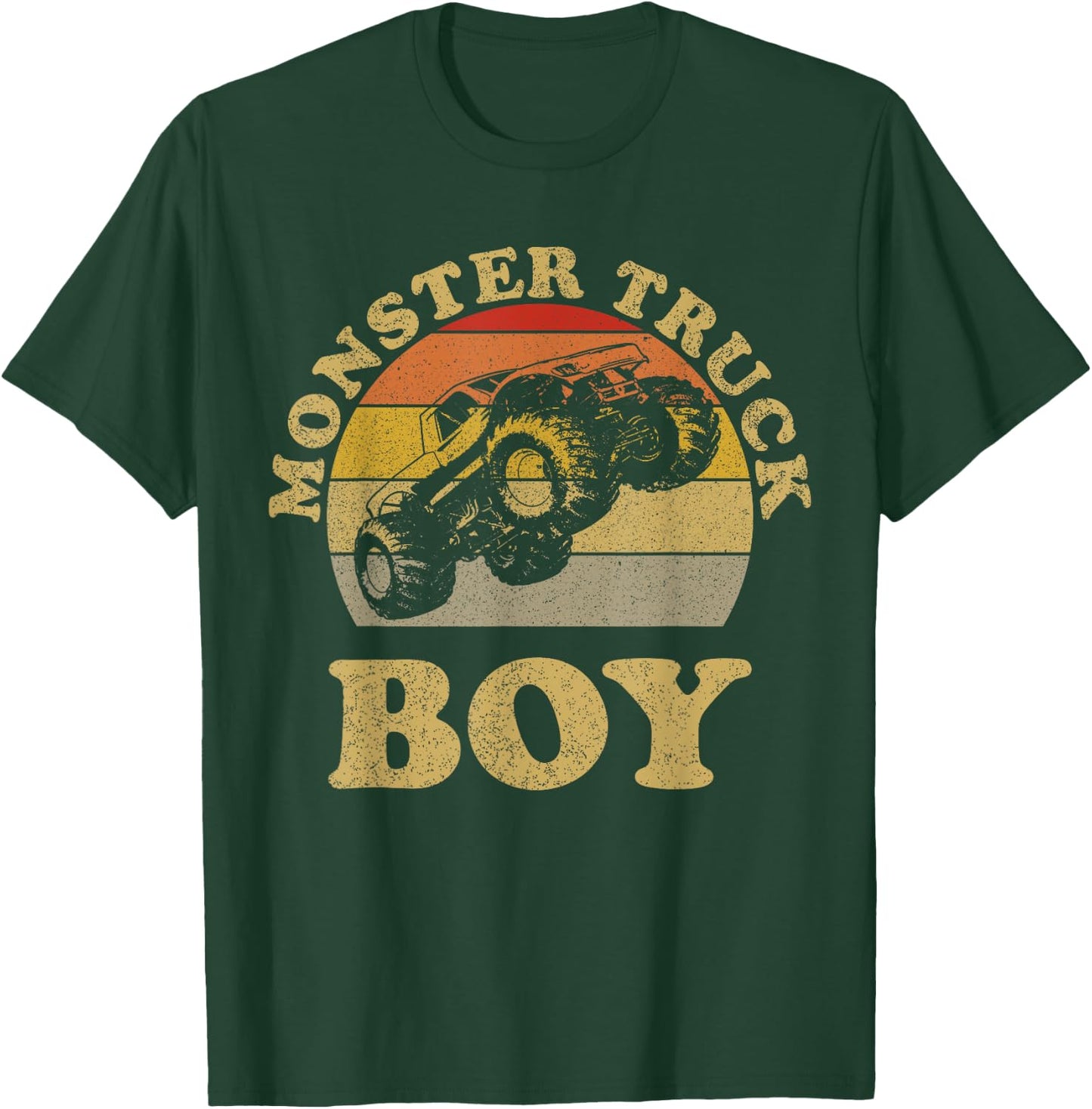 Monster Truck Boys Clothes Shirt Vintage Retro Sunset Boy T-Shirt - T-Shirt | Forest