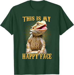 This is My Happy Face Bearded Dragon Funny Gift Girls Kids Small T-Shirt - T-Shirt | Forest