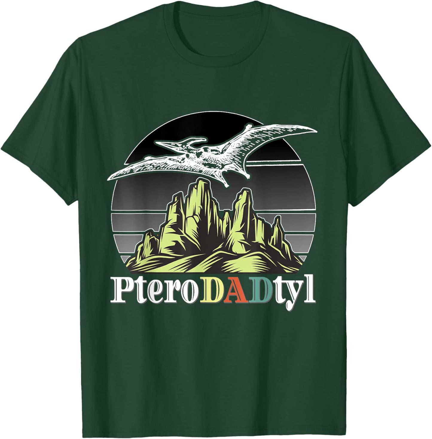 Funny Pterodactyl PteroDADtyl Awesome Dads Father Papa Daddy T-Shirt - T-Shirt | Forest